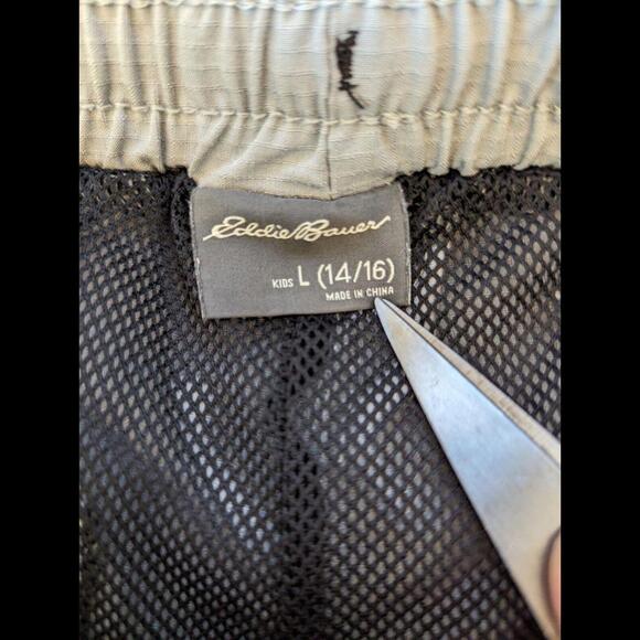Eddie Bauer Boys L 14-16 Swim Trunks Pull On Stretch Waist UPF Gray Day Shorts - Picture 7 of 7